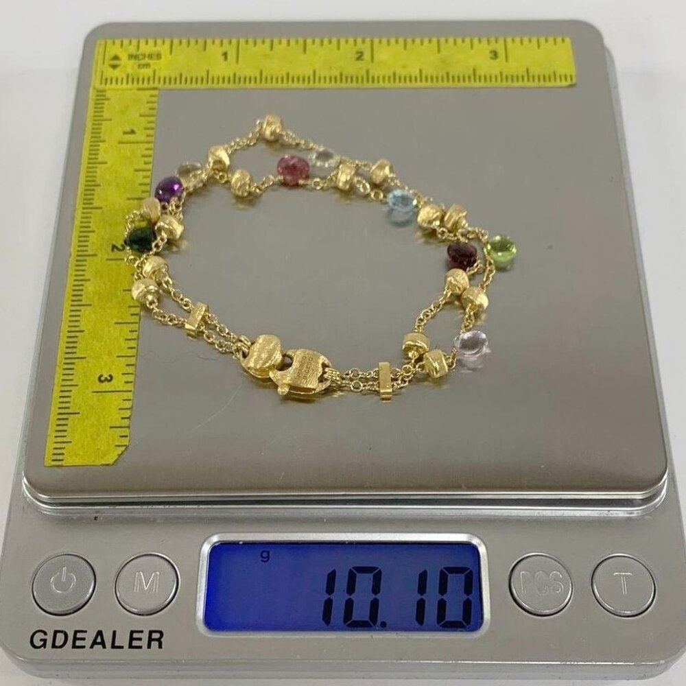 Marco Bicego Paradise 18K 2 Strand Bracelet 6.75-7.5" Multi-Gemstone 10g - Picture 10 of 13